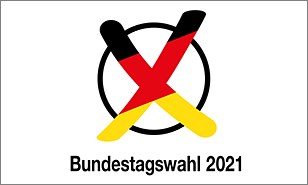 Bundestagswahl 2021 - Kreis mit Kreuz in den Farben Schwarz-Rot-Gold