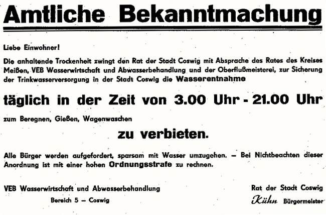 Bekanntmachung Rat der Stadt Coswig